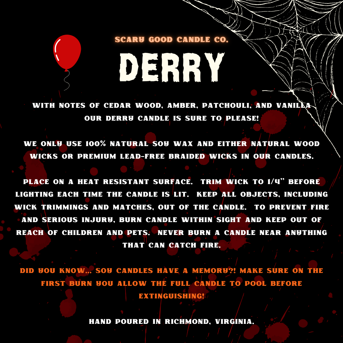 Derry - Stephen King's IT 8 Ounce Soy Wax Candle